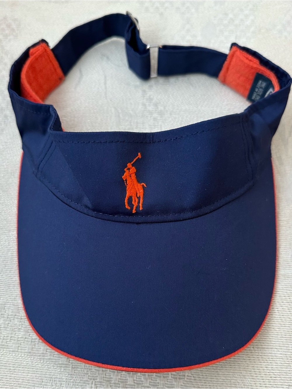 Polo by Ralph Lauren Navy Visor with Orange Pony & Trim